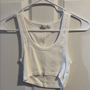 Zara White Ribbed Crop Top